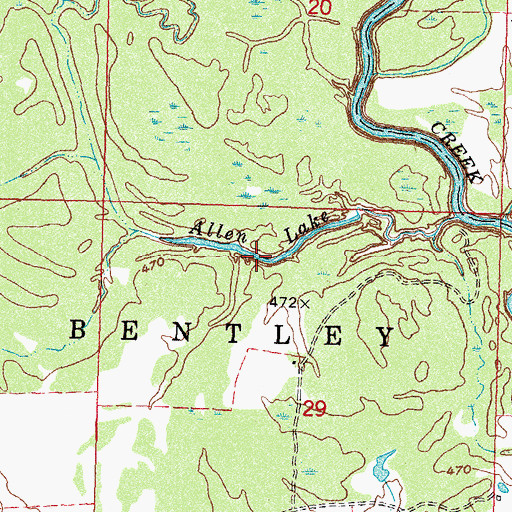 Topographic Map of Allen Lake, OK
