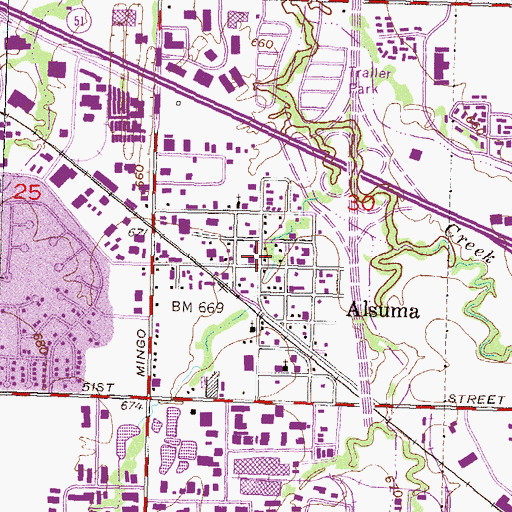 Topographic Map of Alsuma, OK
