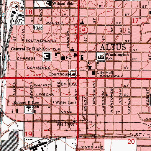 Topographic Map of Altus, OK