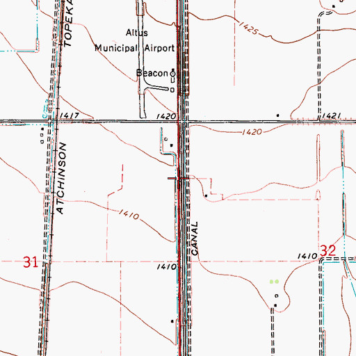 Topographic Map of Altus Canal, OK