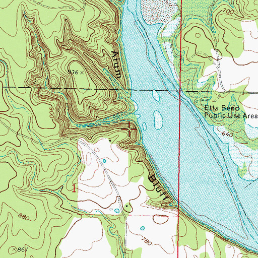 Topographic Map of Alum Bluff, OK