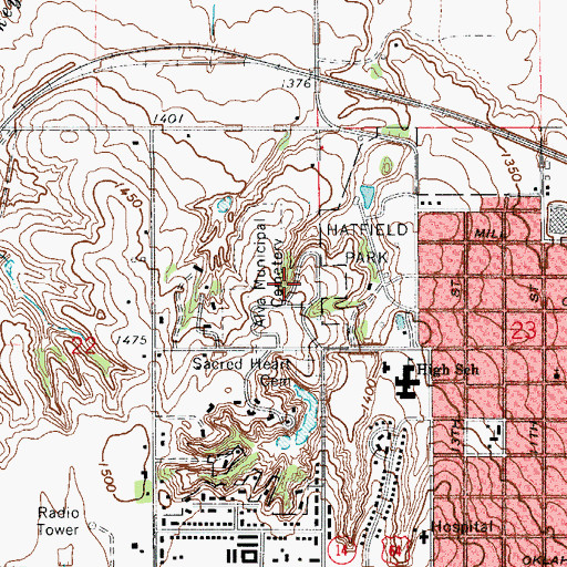 Topographic Map of Alva Municipal Cemetery, OK