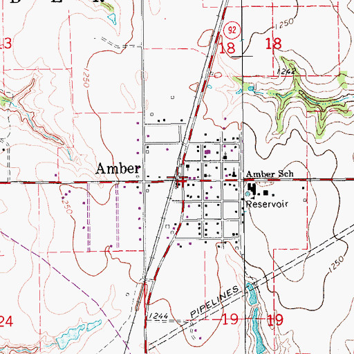 Topographic Map of Amber, OK