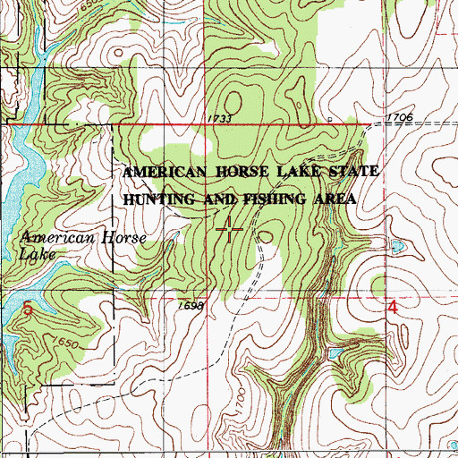 Topographic Map of American Horse Lake State Hunting and Fishin, OK