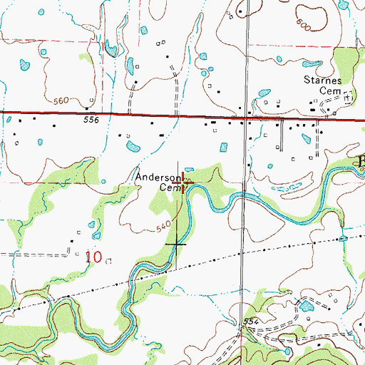 Topographic Map of Anderson Cemetery, OK
