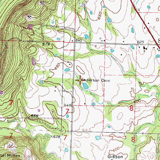 Topographic Map of Anderson Cemetery, OK
