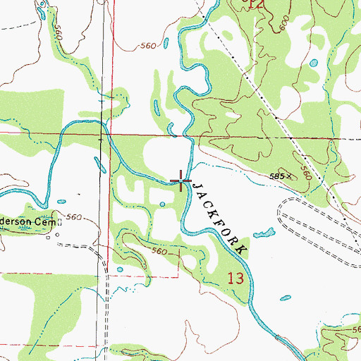 Topographic Map of Anderson Creek, OK
