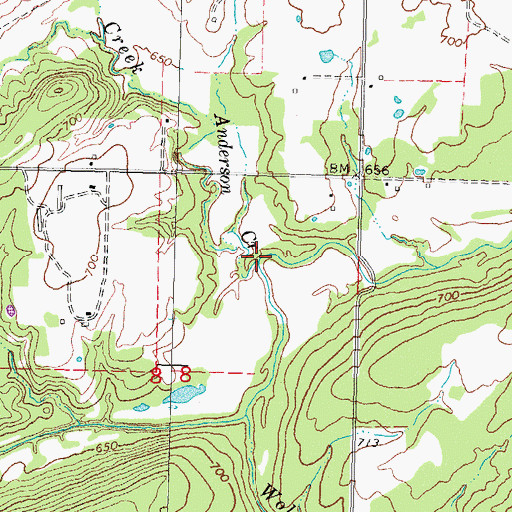 Topographic Map of Anderson Creek, OK
