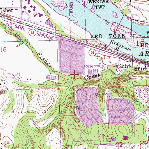 Topographic Map of Anderson Creek, OK