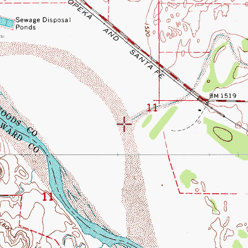 Topographic Map of Anderson Creek, OK