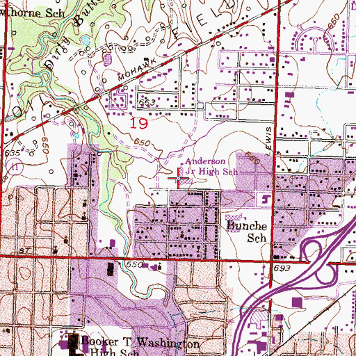 Topographic Map of Anderson Elementary School, OK