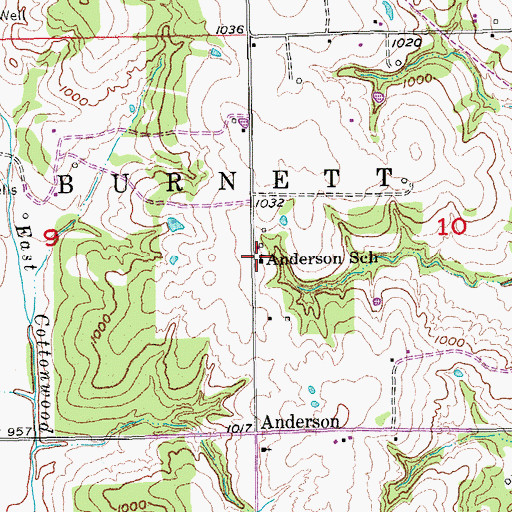 Topographic Map of Anderson School, OK