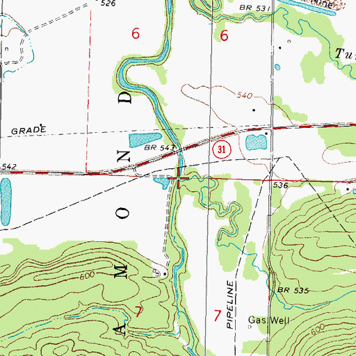 Topographic Map of Andrew Creek, OK