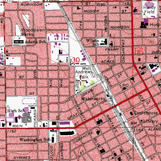 Topographic Map of Andrews Park, OK