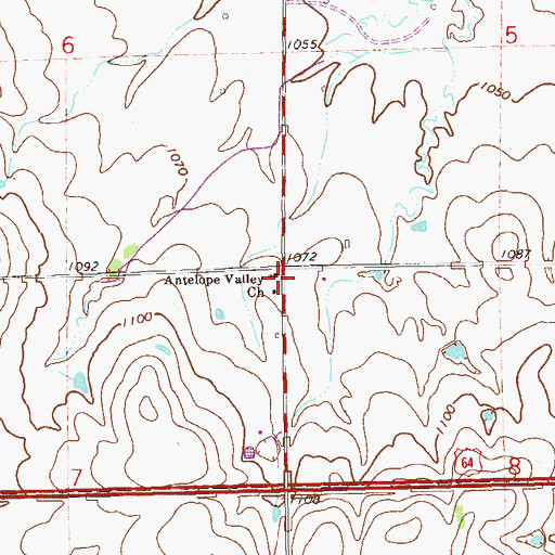 Topographic Map of Antelope Valley Church, OK