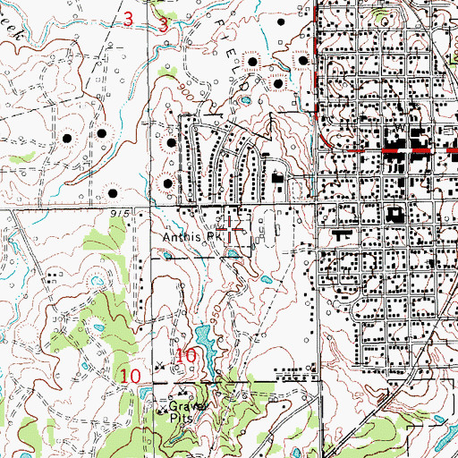 Topographic Map of Anthis Park, OK