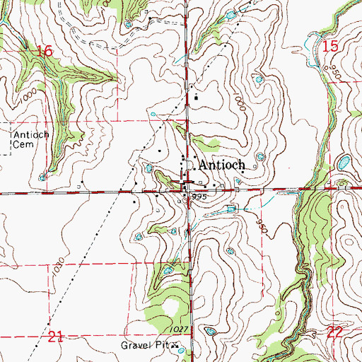 Topographic Map of Antioch, OK