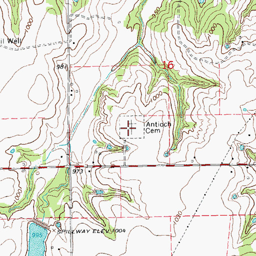 Topographic Map of Antioch Cemetery, OK
