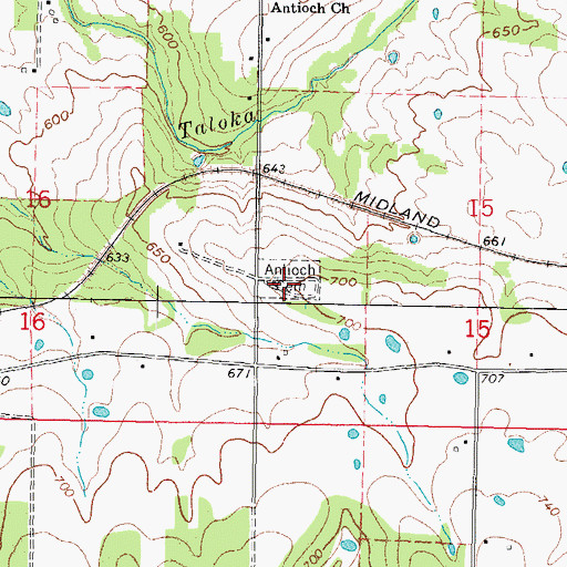 Topographic Map of Antioch Cemetery, OK