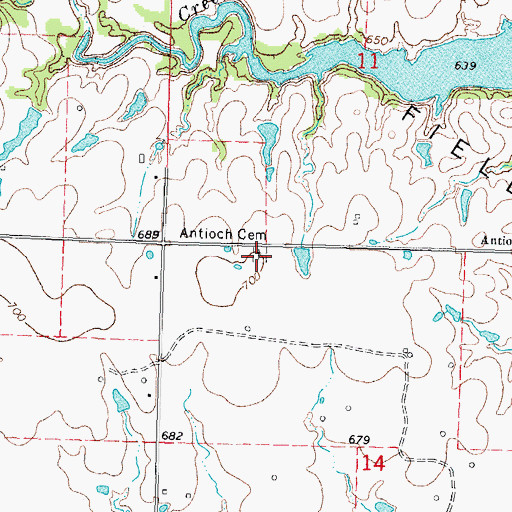 Topographic Map of Antioch Cemetery, OK