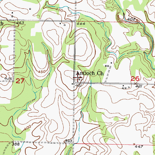 Topographic Map of Antioch Church, OK