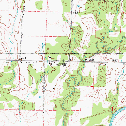 Topographic Map of Antioch Church, OK