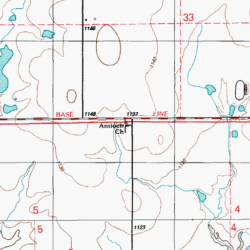 Topographic Map of Antioch Church, OK