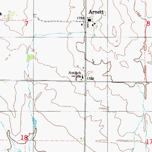 Topographic Map of Antioch Church, OK
