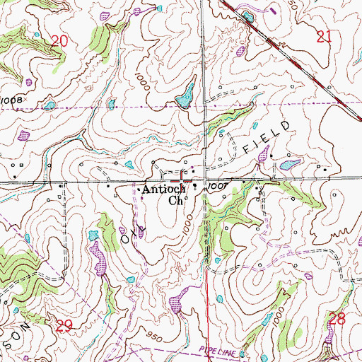 Topographic Map of Antioch Church, OK