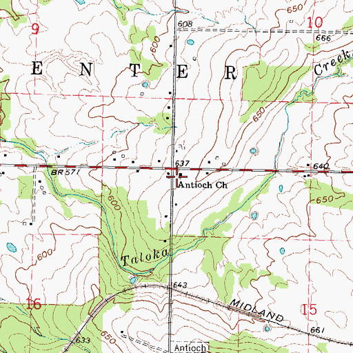 Topographic Map of Antioch Church, OK