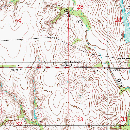 Topographic Map of Antioch Church, OK