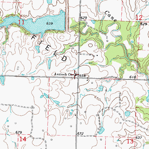 Topographic Map of Antioch Church, OK