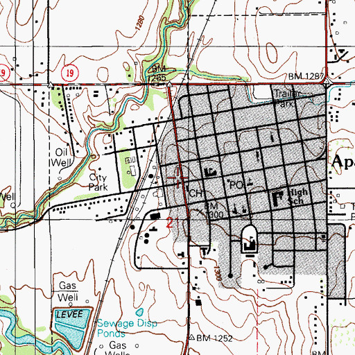 Topographic Map of Apache, OK