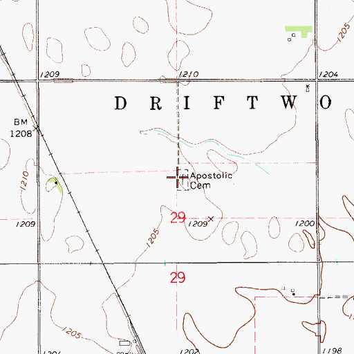 Topographic Map of Apostolic Cemetery, OK