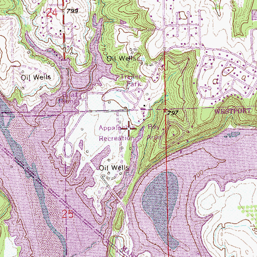 Topographic Map of Appalachia Bay Recreation Area, OK