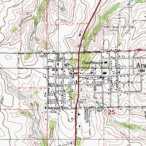 Topographic Map of Arapaho, OK