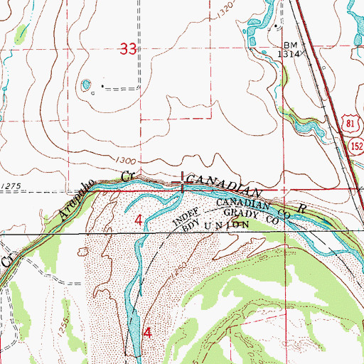 Topographic Map of Arapaho Creek, OK