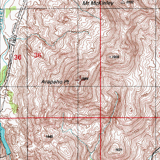 Topographic Map of Arapaho Point, OK