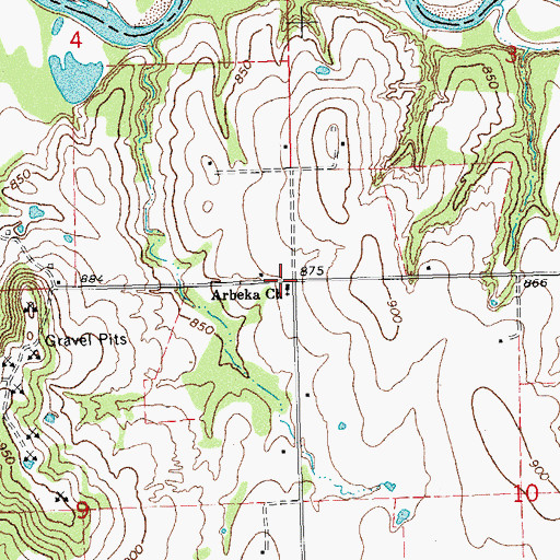 Topographic Map of Arbeka Church, OK