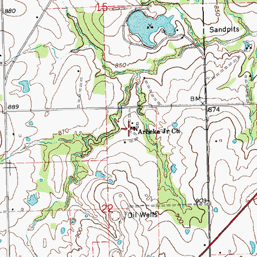 Topographic Map of Arbeka Junior Church, OK