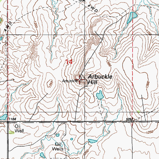 Topographic Map of Arbuckle Hill, OK