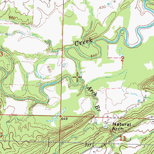Topographic Map of Arch Branch, OK