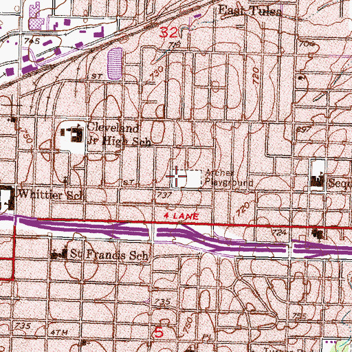 Topographic Map of Archer Park, OK