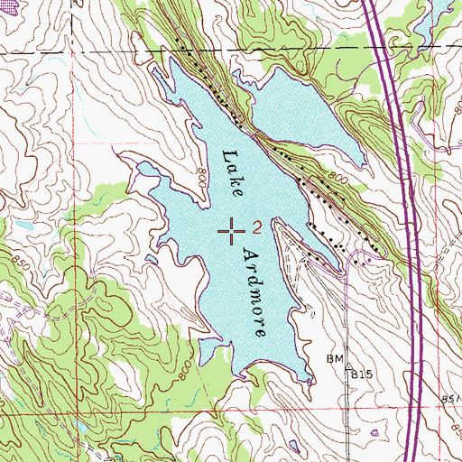 Topographic Map of Lake Ardmore, OK