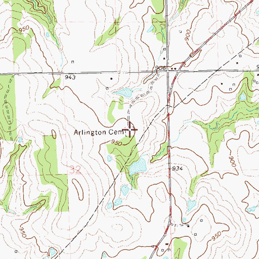 Topographic Map of Arlington Cemetery, OK