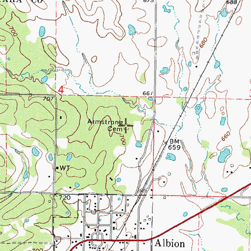 Topographic Map of Armstrong Cemetery, OK