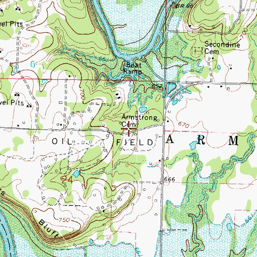 Topographic Map of Armstrong Cemetery, OK