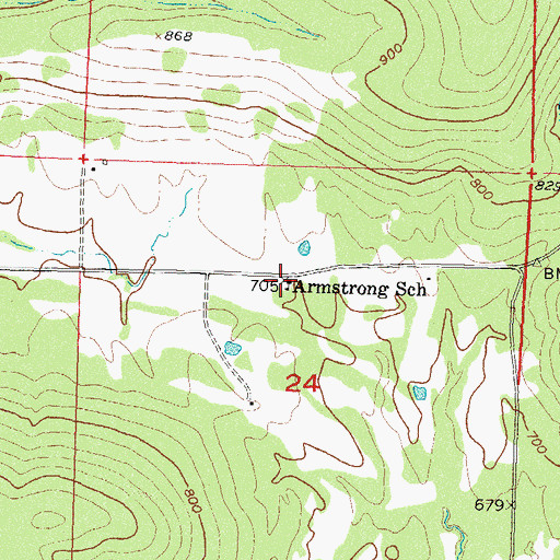 Topographic Map of Armstrong School, OK