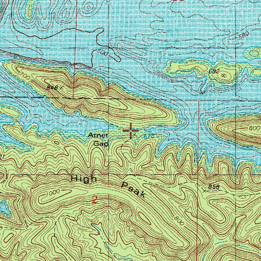 Topographic Map of Arnet Gap, OK