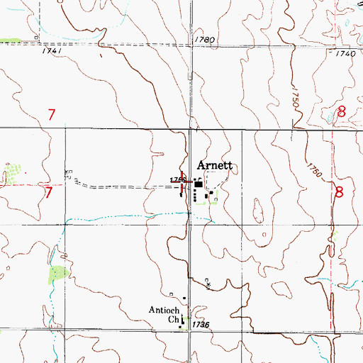 Topographic Map of Arnett, OK